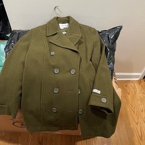 Andrea Marin 100% Wool Olive Green Pea Coat